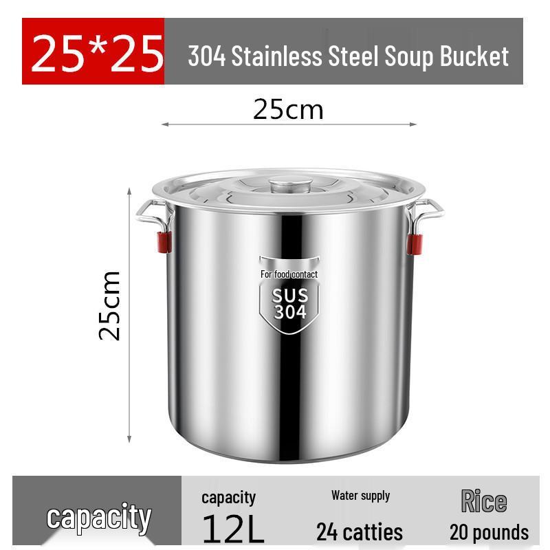 Stal Nierdzewna 304 Bardzo Gruba Garnek do Zupy z Pokrywką - Duża Pojemność Garnek do Rosół i Przechowywanie Oleju/Ryżu do Użytku Domowego lub Komercyjnego
