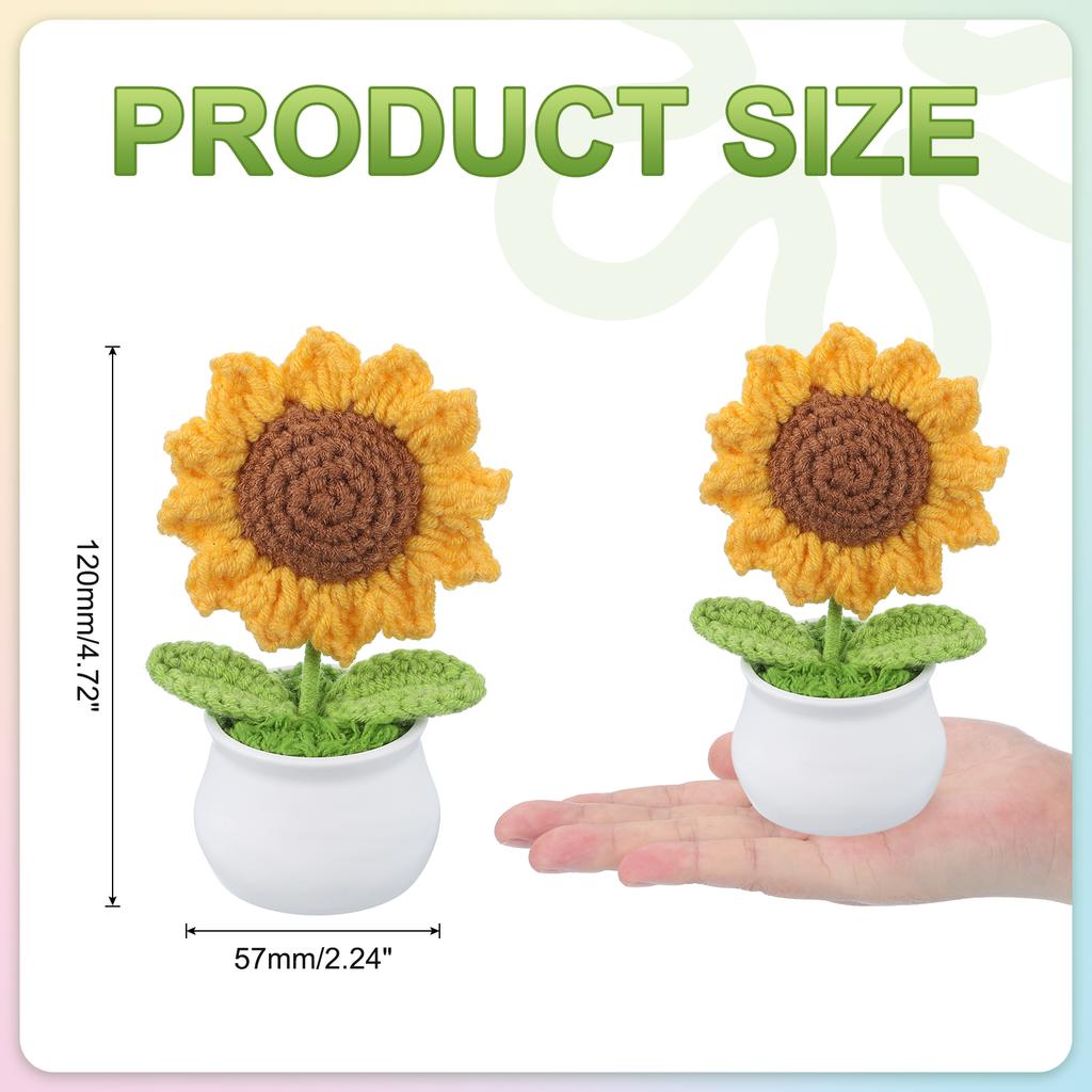 Crochet Flowers Knitting Crochet Flowers Sunflower Potted Plants Handmade Flowers Birthday Wedding Car Gift Home Decor