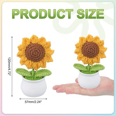 Crochet Flowers Knitting Crochet Flowers Sunflower Potted Plants Handmade Flowers Birthday Wedding Car Gift Home Decor