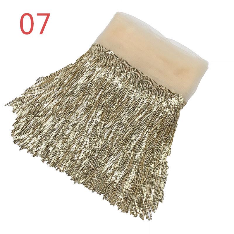 10 Yard 20cm Colorful Sequins Tassel Lace Fabric Fringe Trim Ribbon Latin Dance Performance Dresses Decor Diy Sewing Accessories
