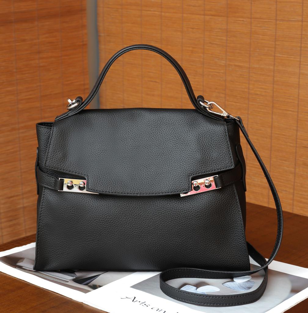 Temperament Characteristic Women'S Bag First Layer Cowhide Horizontal Style Popular Commuter Shoulder Portable Leather Soft Leather