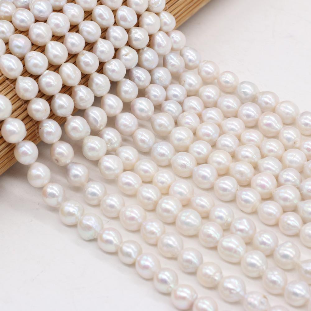 1String, Round Baroque Pearls, White Natural Freshwater Pearl Beads, 8-9 mm, for DIY Necklace Bracelet Accessories, Jewelry Making, 36cm