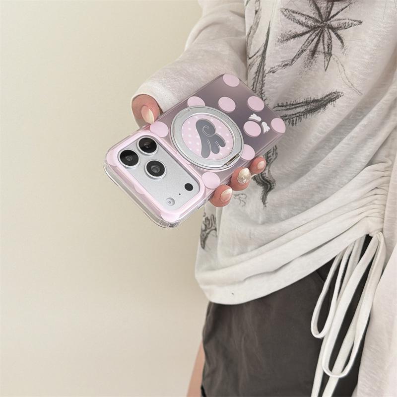 Stylish Polka Dot Rotating Stand Case for iPhone 17 Pro Max and Apple 16