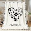 Custom Name/Text Heart-Shaped Dog Paw Pattern, Soft Flannel Material, Suitable For Sofas, Beds, Travel, As An Ideal