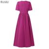 ZANZEA Lässiges Sommerkleid mit V-Ausschnitt und kurzen Ärmeln für Damen