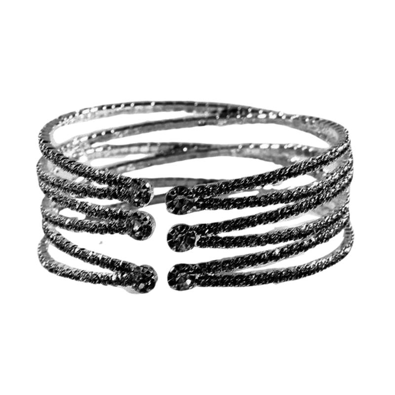 Elegant Rhinestones Cuff Bracelet for Women Fashion Layered Bangle Handmade Multilayer Crystal Jewelry for Weddings