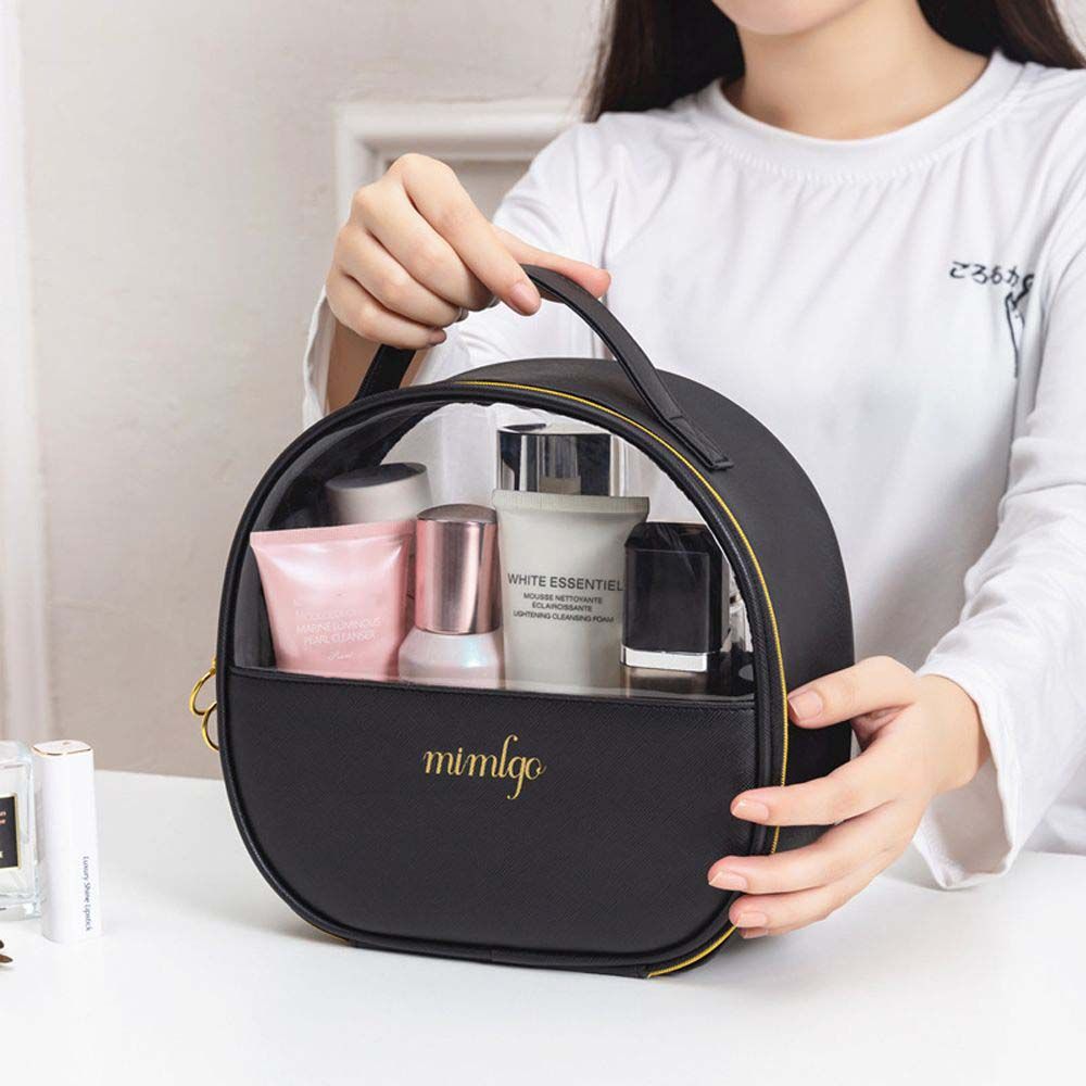 

Up Bag Travel Square Zipper Toiletry Organizer Purse Storage Bag PU Leather Semi Round Cosmetic Bag S серебряный