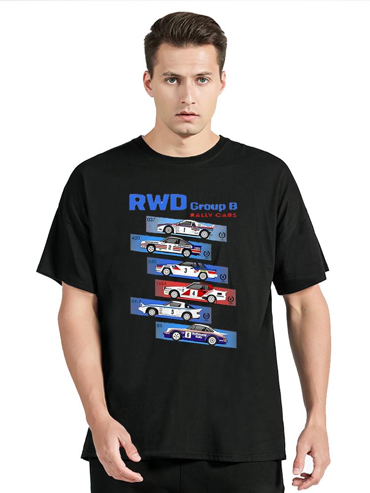 Group B RWD Rally Cars Graphic Funny T-Shirts Fashion Summer Men Cotton T Shirts Black Tops Tees Clothing Oversized