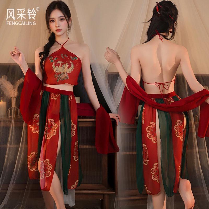 Ancient Clothing Court Style Lingerie Pure Desire Hanfu Belly Pocket Set Sexy Classical Embroidery Perspective 6