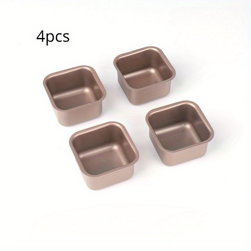 4pcs Square Carbon Steel Cake Mold Non-stick Small Bread Toast Trays Baking Pan Multifunctional Mousse Cup Kitchen Baking Tools