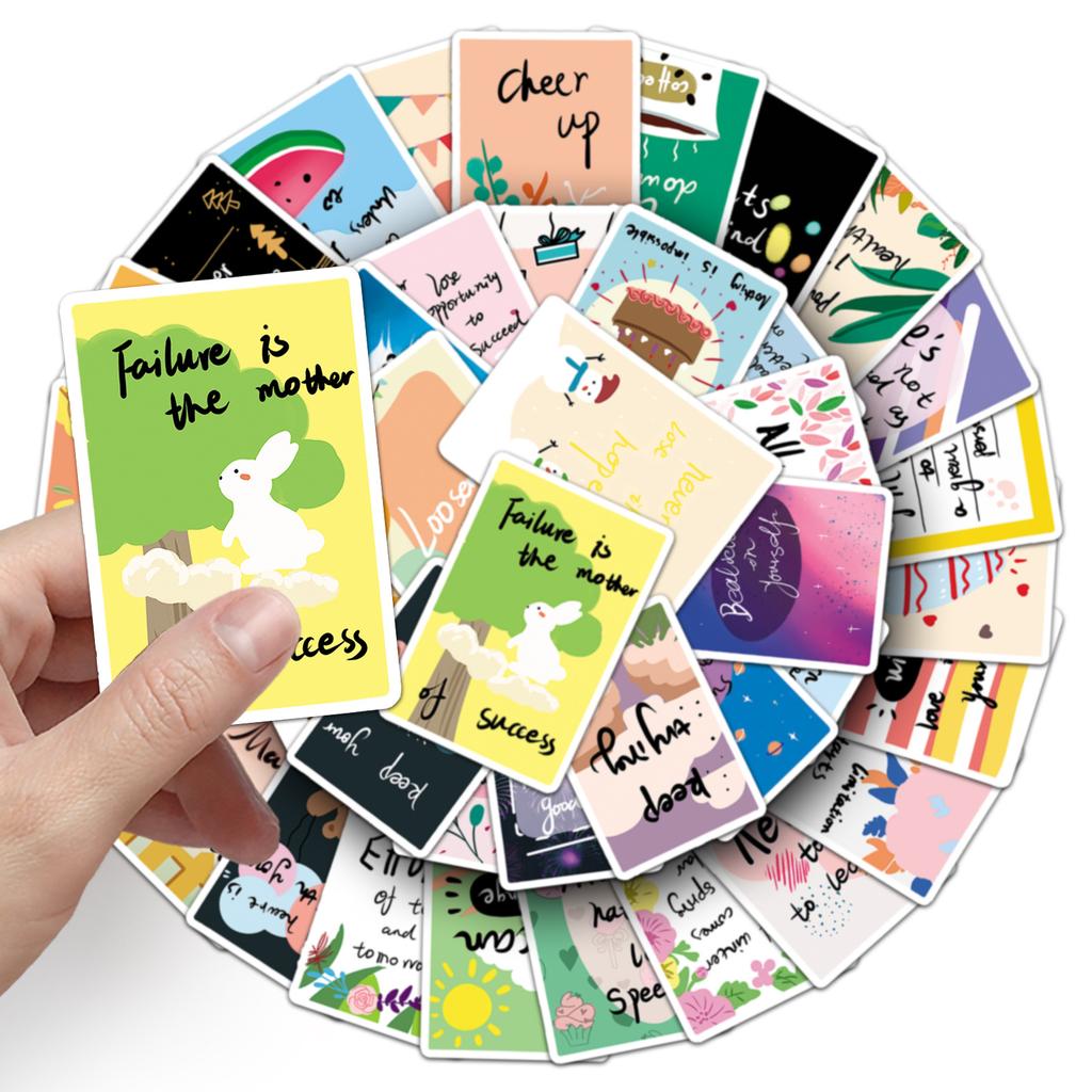 50 Karet s povzbuzením Kreslené Personalizované Kreslený Film Anglické Dětské Gu Karty DIY Pouzdro na Mobil Kufr Samolepky