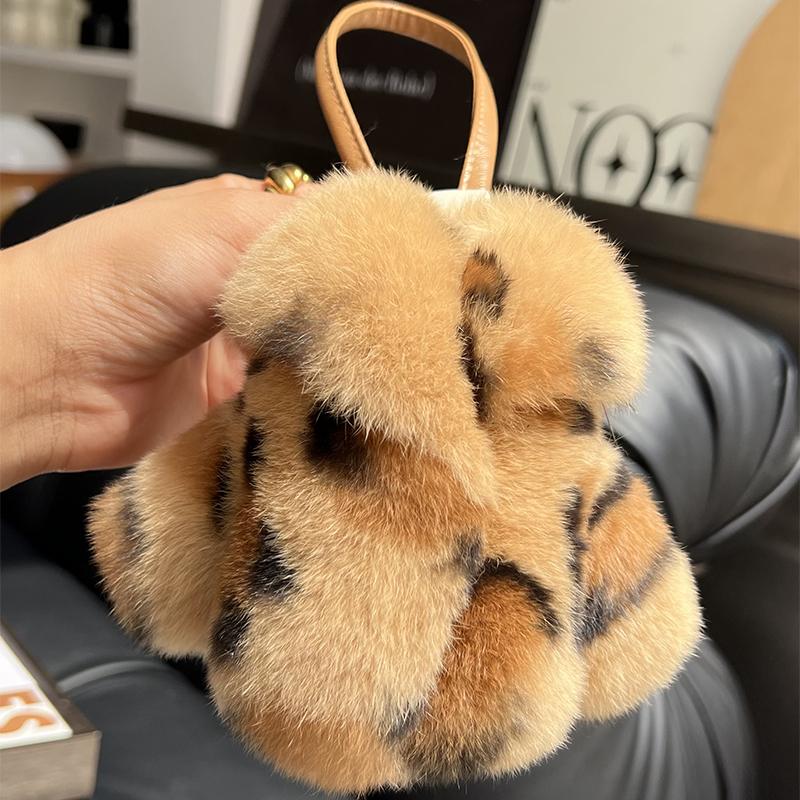 Rex Rabbit Fur Keychain Small Clothes Modeling Keychain Fur Pendant Key Chain Keychain Fluffy Keyring Gift For Women Bag Charms