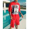Summer New Men's Suit 3D Printig Geometric Patterns Short Sleeve  Shirt Shorts Suit Fashion Shirt Men's Two Piece Set Streetwear
