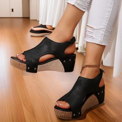 2025 New Summer Women's Platform Wedge Sandals Large Size Platform Fish Mouth Sandals Wedge Sandals