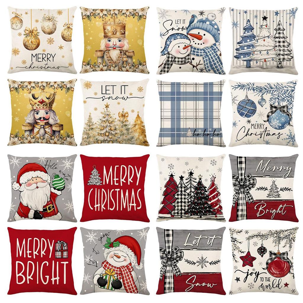 Christmas Pillow Cover Cushion Cover Merry Christmas Decor for Home 2025 Xmas Ornament Navidad Noel Gifts Happy New Year 2025