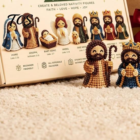 Festive Home Decoration Supplies 3D Nativity Bead Craft Kit for Christmas Decoration, DIY Beaded Family Parent Child Activity Scene Figurine