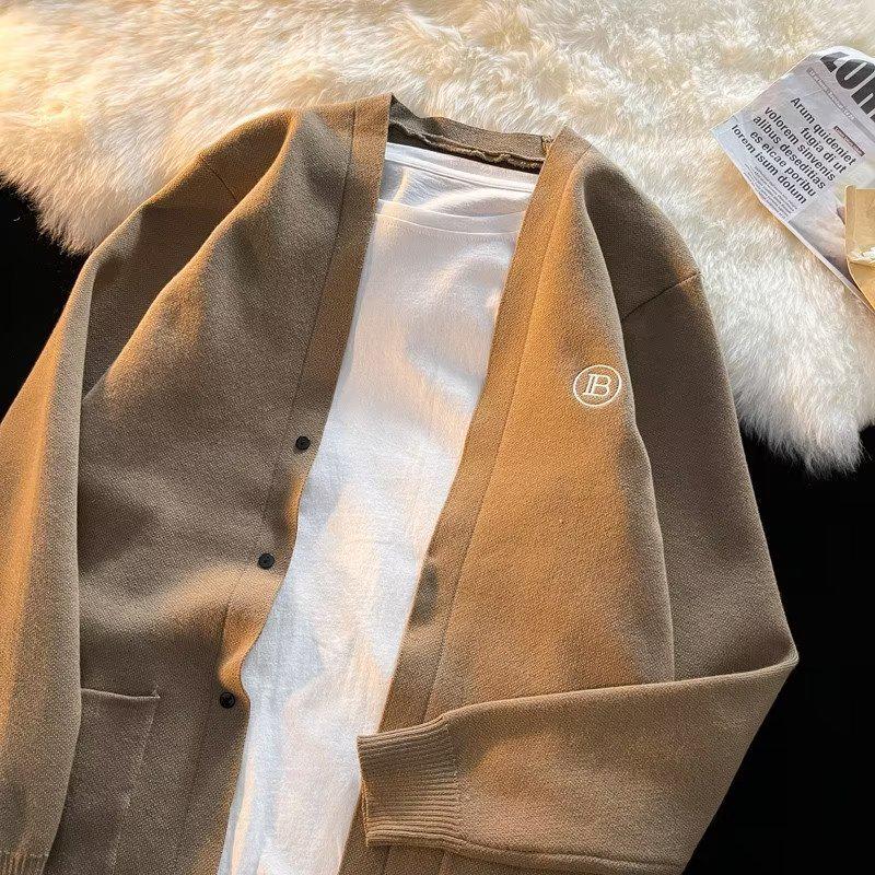 

Унисекс вязаный свитер на осень 2022: Трендовый кардиган в ретро-стиле Гонконга на все случаи жизни L кофейный