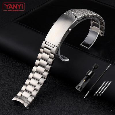 316L Edelstahl-Uhrenarmband 20 mm für Omega-Uhrenarmband 18 mm massives Metall-Uhrenarmband 22 mm gebogenes Ende Stahl-Uhrenarmband