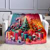 Christmas Tree with Candy Canes and Gifts Patterned flannel blanket perfect for the bedroom living room, sofa, or a little nap