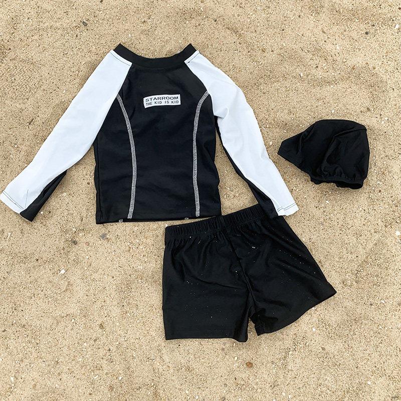 Boys  Long Sleeve Sun Protection Quick Dry Two-Piece Swimsuit Set for Kids 160 cm