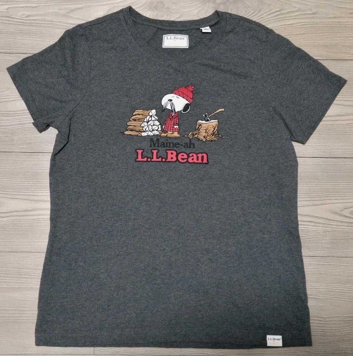 L.L. Bean x Peanuts Snoopy Maine-ah T Shirt Gray Graphic Tee Size Medium Unisex T-Shirt S