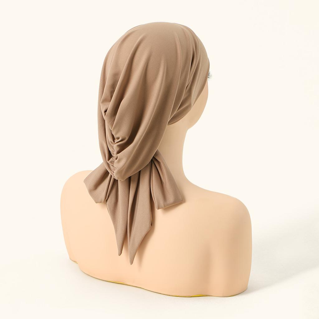 Tie Back Cotton Modal Instant Hijab For Muslim Woman Solid Undercap With Adjustable Straps Turban Tube Foulard Bandana Headband