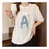 Navava Men AlphabeT Beads Loose FiT ShorT Sleeve KniT T shirT Nk2241