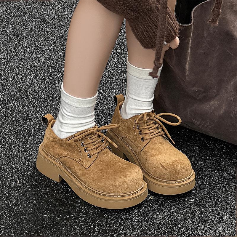 Martin boots men's 2024 new lace-up big head shoes trendy thick-soled heightened versatile low-top Derby shoes 25611-J