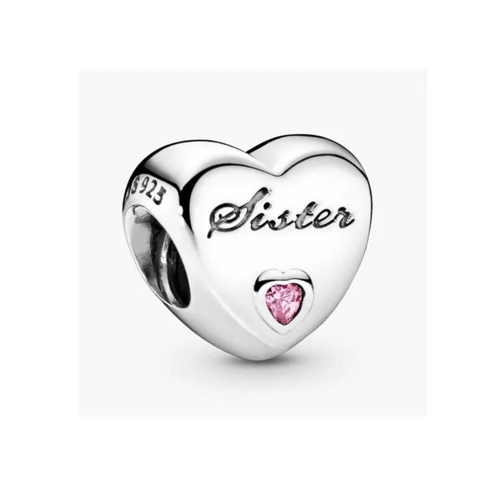 925 Silver Family Charm Fit Original Bracelet Jewelry Pendant Boy Girl Sparkling Mom Bead Sisters Dangle Plated