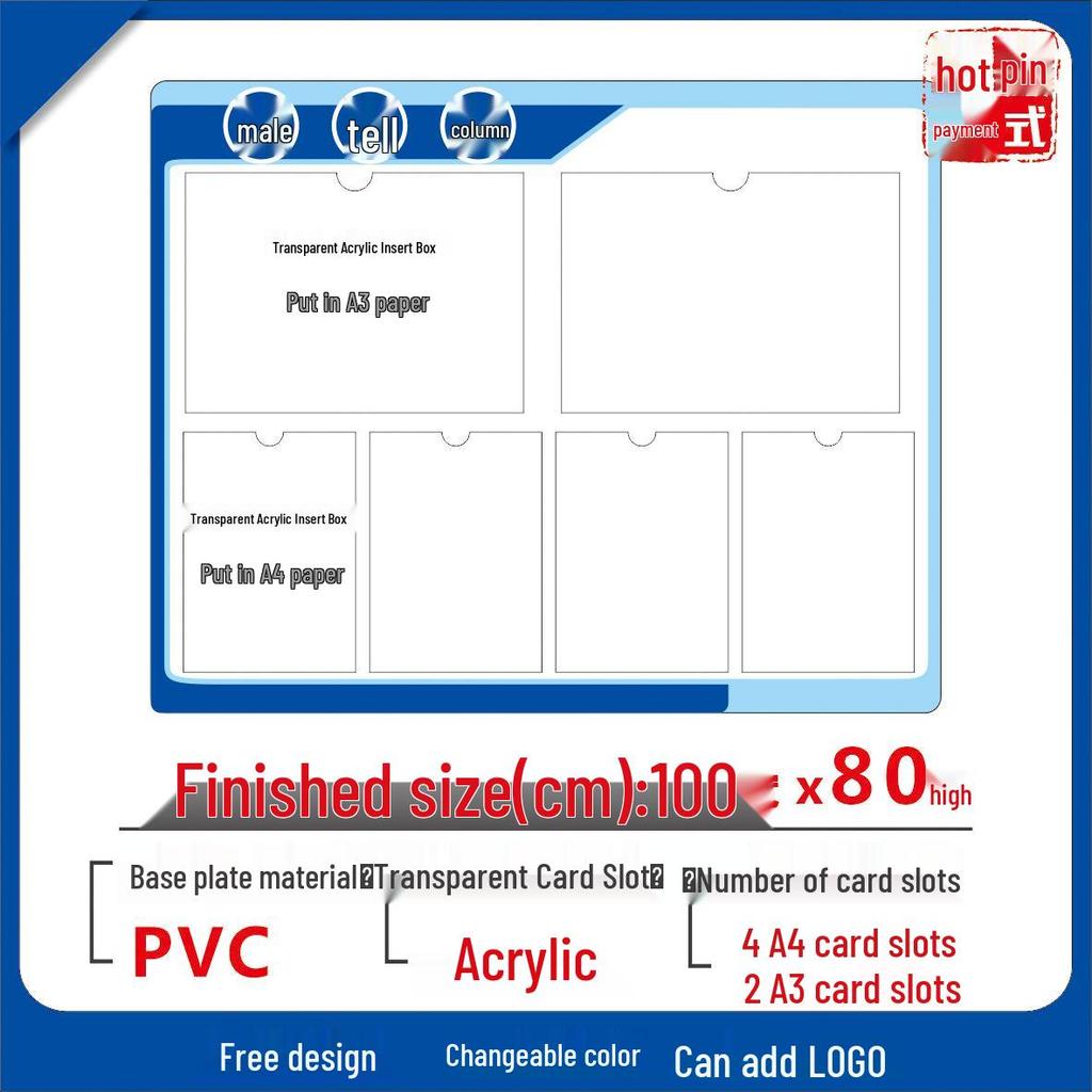 Wall-Mounted A4 Magnetic Display Board for Notices and Signs