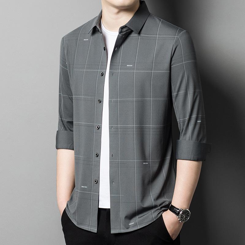 

Весна и осень Новая мужская рубашка с длинным рукавом Деловая рубашка Модная повседневная цельная рубашка 4XL