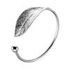 Silver Woman Cuff Bracelet Open Leaf Shaped Adjustable Charm Bangle Girls Party Jewelry Christmas Gifts