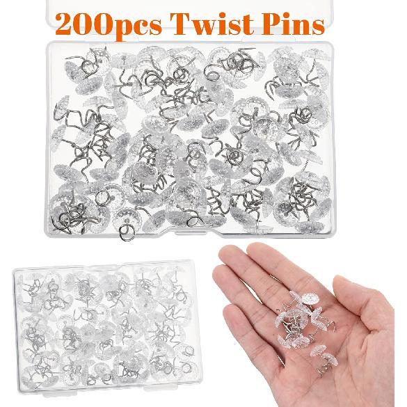 200 Pcs Clear Head Screw Twist P Bed Skirts P Upholstery Tacks Dust Ruffle Headliner Clips for Hold Bedskirt Slipcovers Couch Sofa Covers Furniture