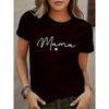 MAMA Letter Print T-shirt for Women, Short-Sleeve T Shirt Crew Neck Casual Top for Summer & Spring