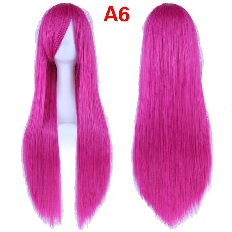 Universal Synthetic Colorful Long Straight Cosplay Wigs Natural 80Cm Hair Extensions Lolita Masquerade Party Hairstyle