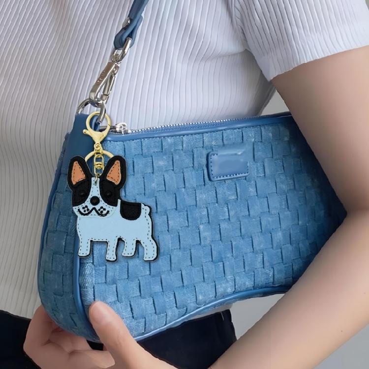 Bulldog Key Holder for Car Keys and Bags PU Leather Keychain Animal Lover Keyring Pendant Stylish Backpack Decoration