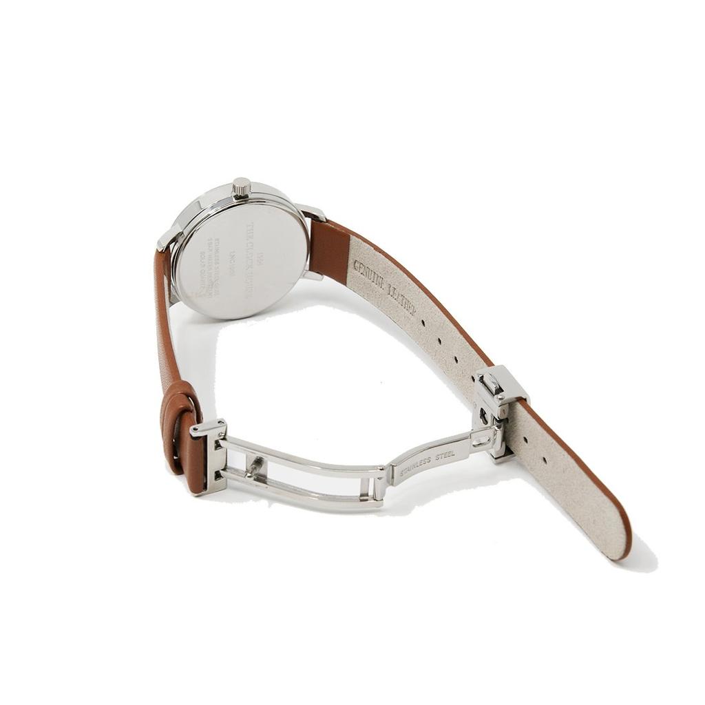 The Clock House Natural Casual Solar Watch with Leather Strap and Brown and White LNC1002-WH2B Women's Multi-Calendar,