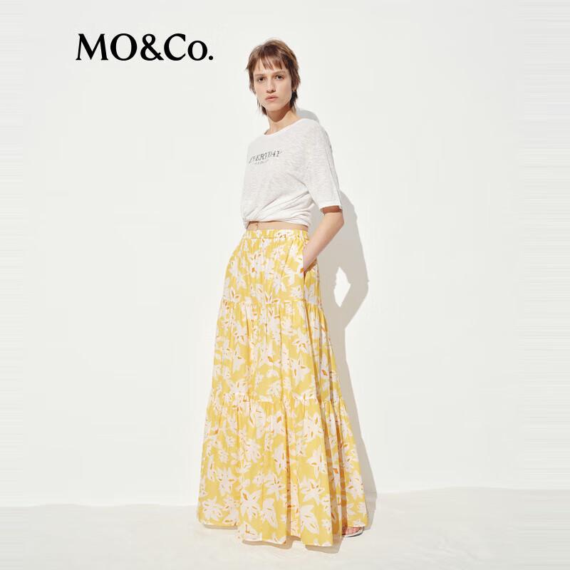 MO&Co. Floral Print High-Waist Tiered Skirt