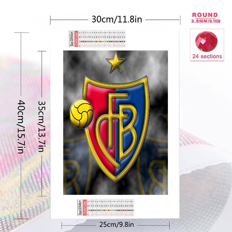FC Basel Pattern 3pcs 100% Round Full Drill 5D DIY Diamond Painting Embroidery Cross Stitch Rhinestone Décor