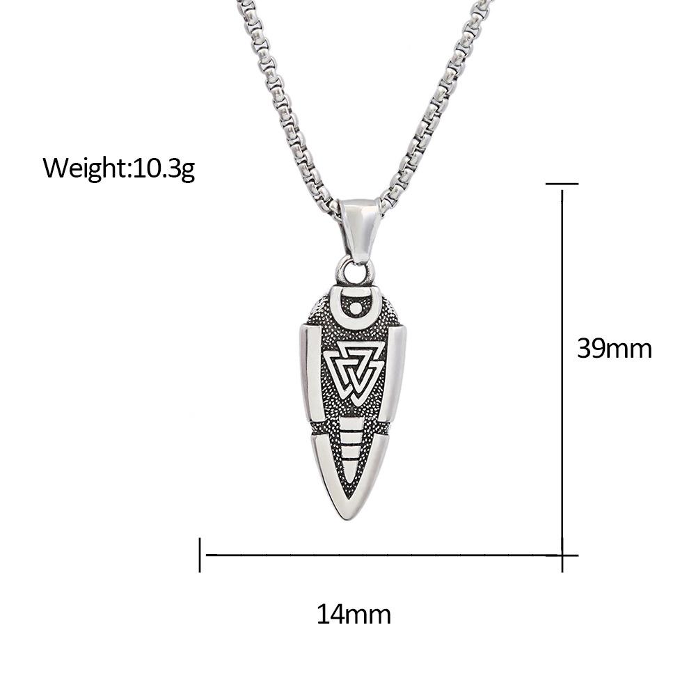 Vintage Stil Nordisch Odin Speer Anhänger Trendig Edelstahl Gungnir Pfeilspitze Halskette Herren Wikinger Rune Valknut Amulett Schmuck