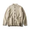 Unisex Oversized Ribbed Hem Knit Cardigan With Stand Collar Pineapple Casual Sweater Fall