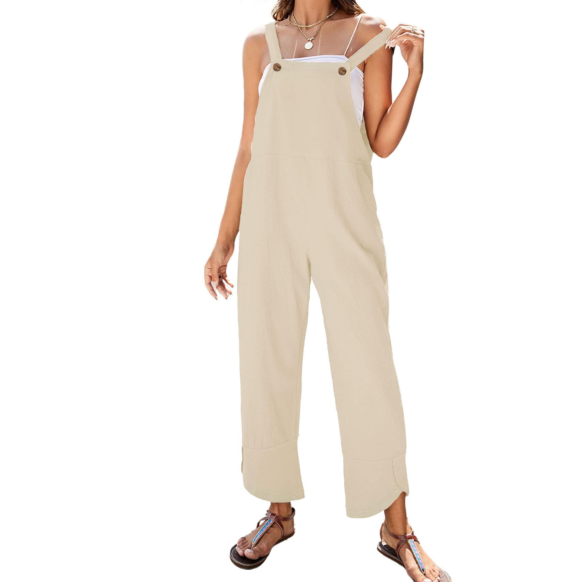 

Женские комбинезоны без бретелек с широкими штанинами, женские длинные комбинезоны с регулируемыми бретелями и открытой спиной XL бежевый