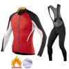 Thermal Long Sleeve Cycling Jersey Bib Tights Set Road Bike Riding Winter Warm Fleece-Lined Performance Gear