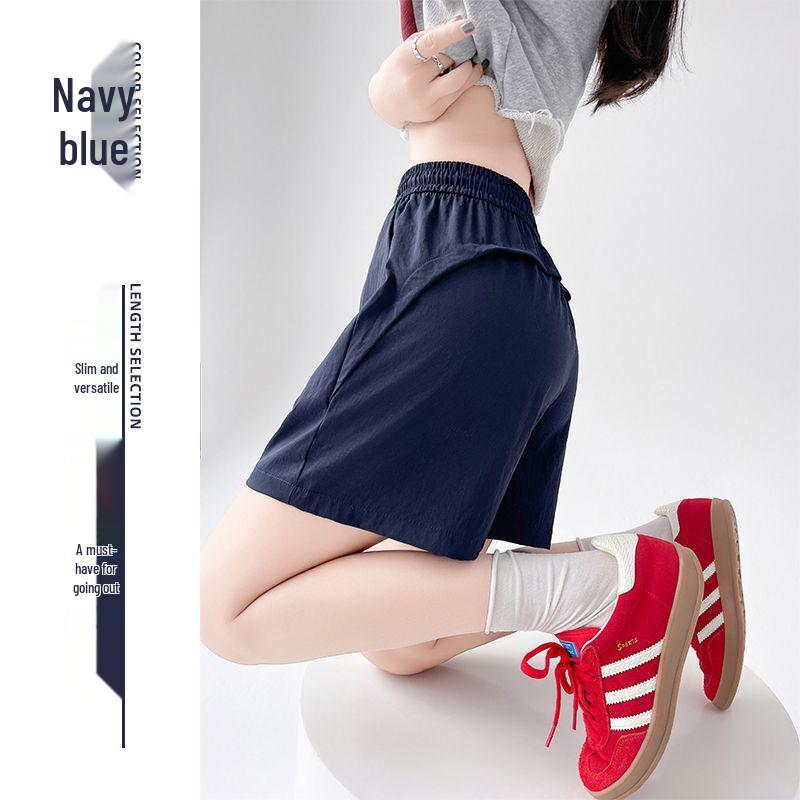 

Women s Petite Dark Blue Quick-Dry Wide-Leg Cargo Pants - Summer Casual Style Size S for 80-95 lbs