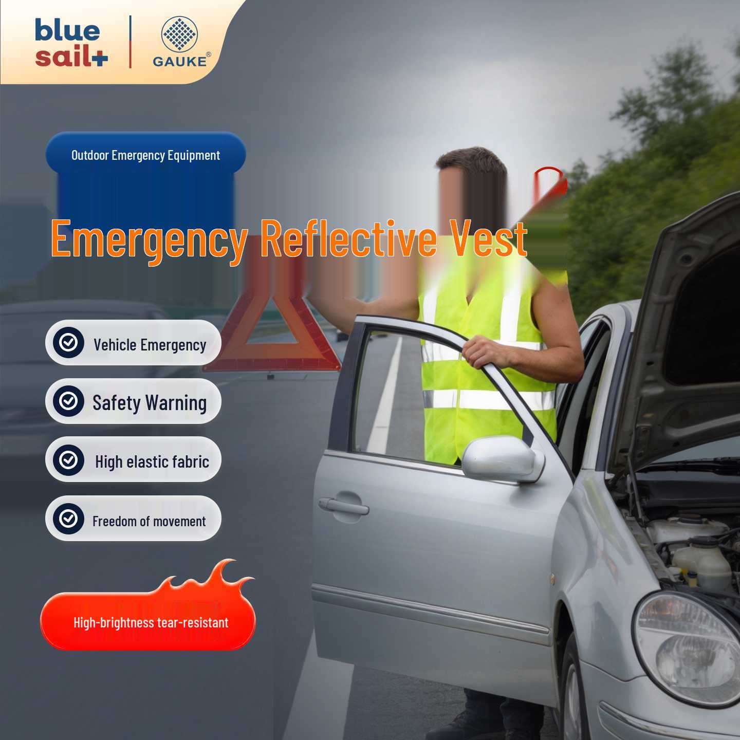 Blue Sail High-Grade Reflective Safety Vest: Night Visibility Emergency Warning Vest in Stock