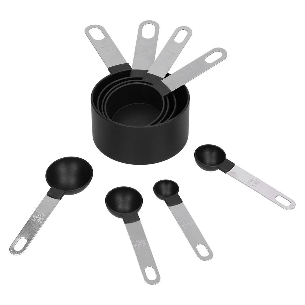 8Pcs Nesting Design Measuring Cup Rustless Steel Handle Baking Measuring Set Home Baking