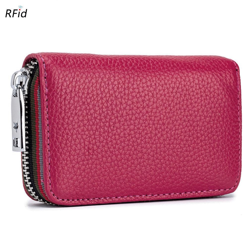 Stylish RFID Accordion Leather Card Holder with Zipper