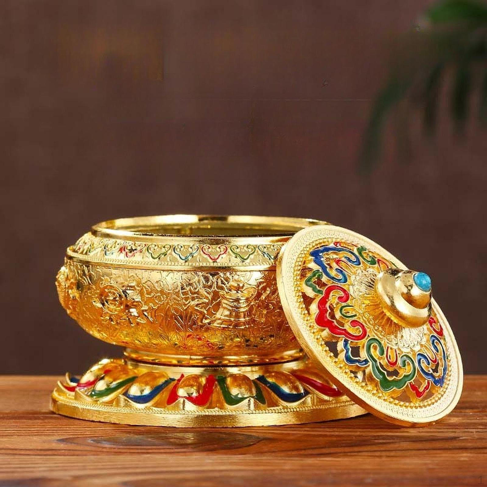 

Підставка для пахощів, кадильниця, компактний вінтажний дизайн, настільна прикраса, тримач з кришкою для офісу золотий