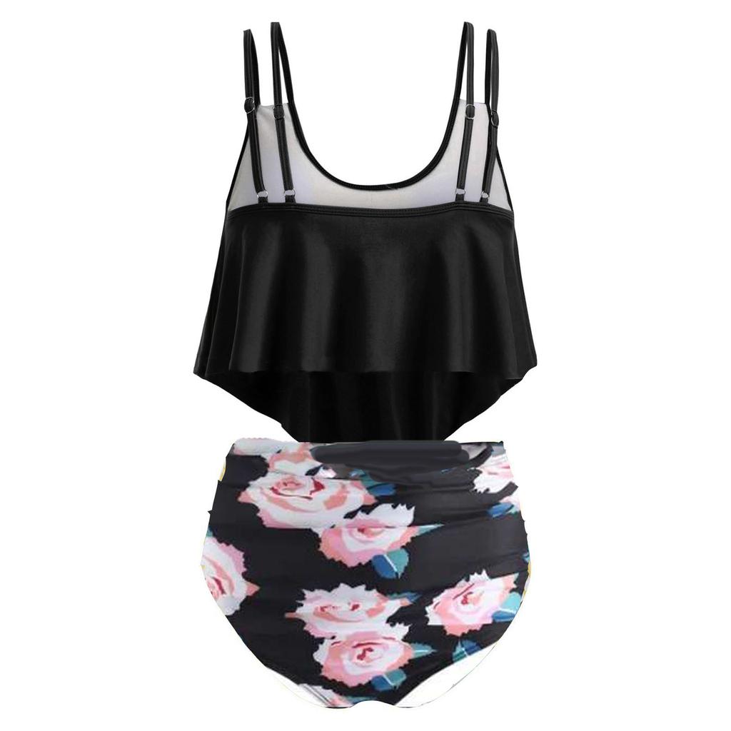Women's Floral Tankini Swimsuit with High-Waisted Bottom Two Piece Set for Beach, Pool, Vacation Wear