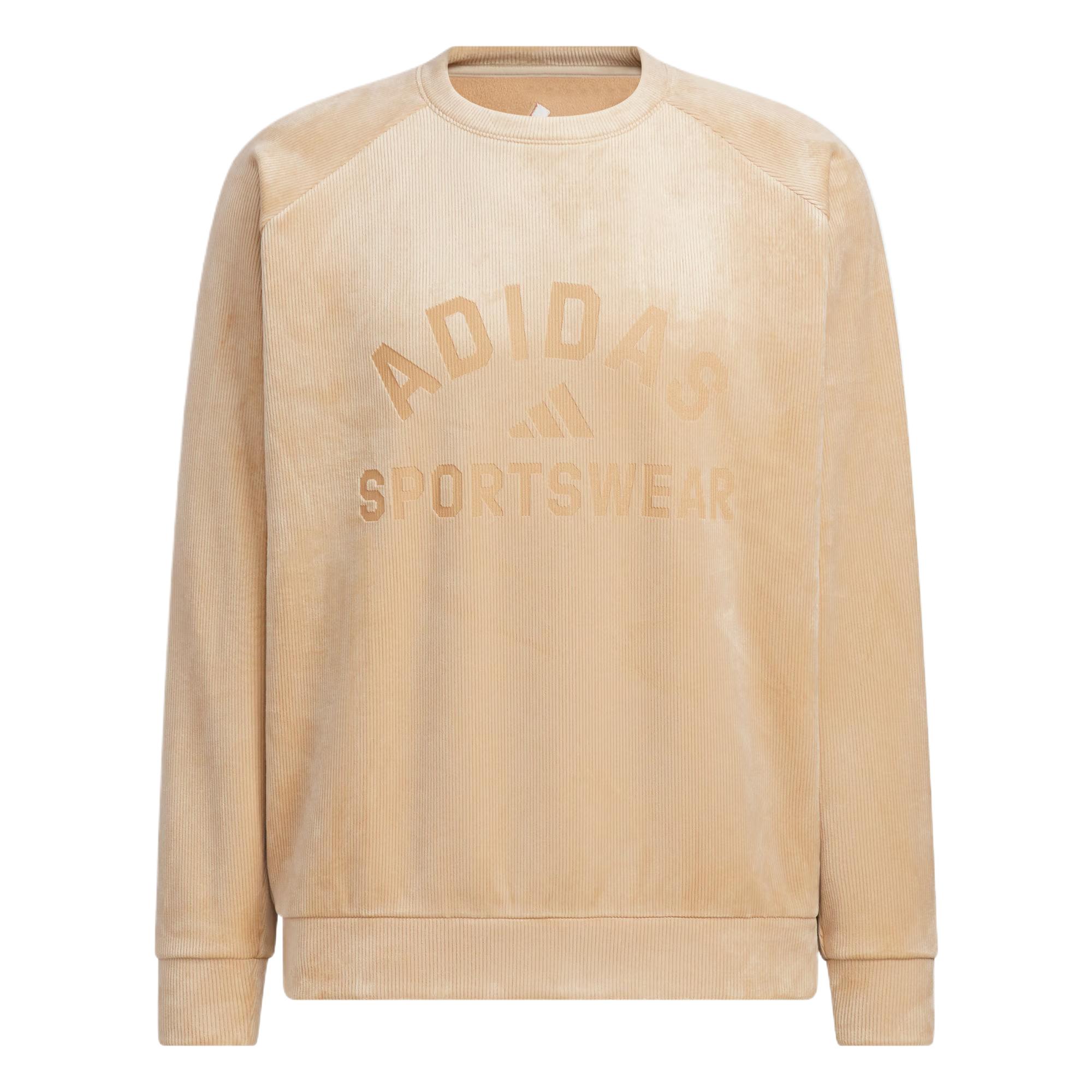 adidas Men s Light Khaki Corduroy Crew Neck Sweatshirt KR0220 M